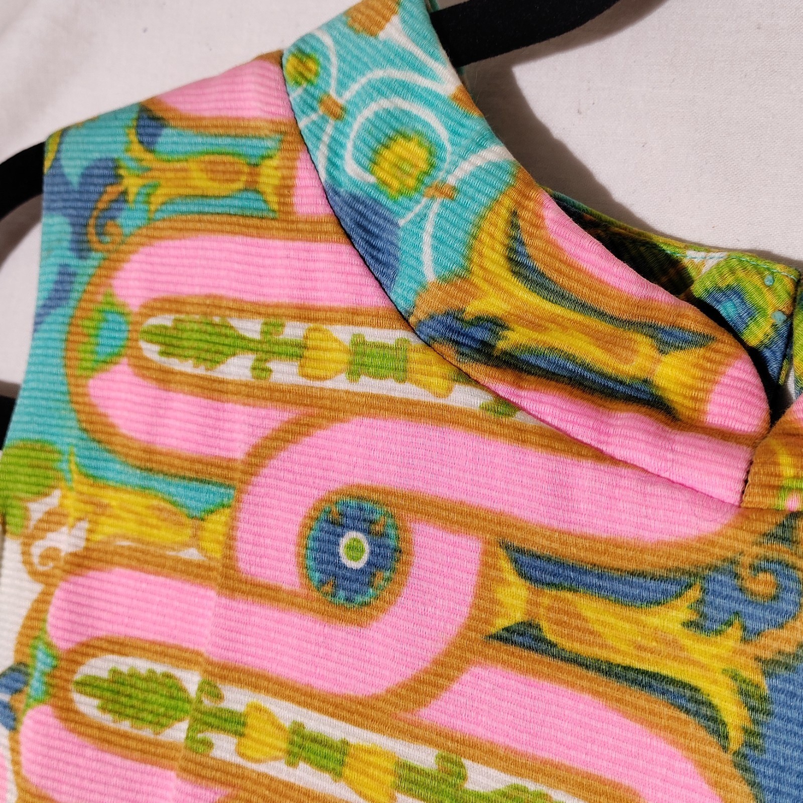 Tori Richard Hawaiian psychedelic 60s Multicolor Shift Dress Sz 12 Vtg