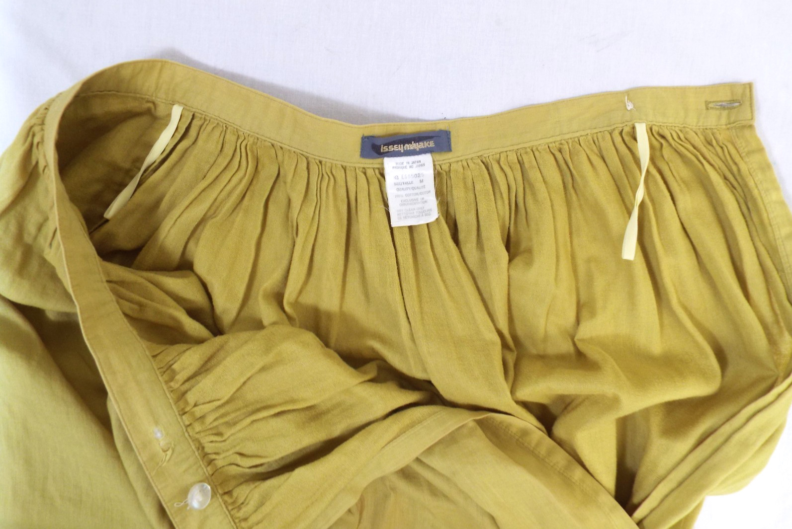 VTG 1980s Issey Miyake Yellow Cotton Asymmetrical Skirt MEDIUM Brush Label Slits