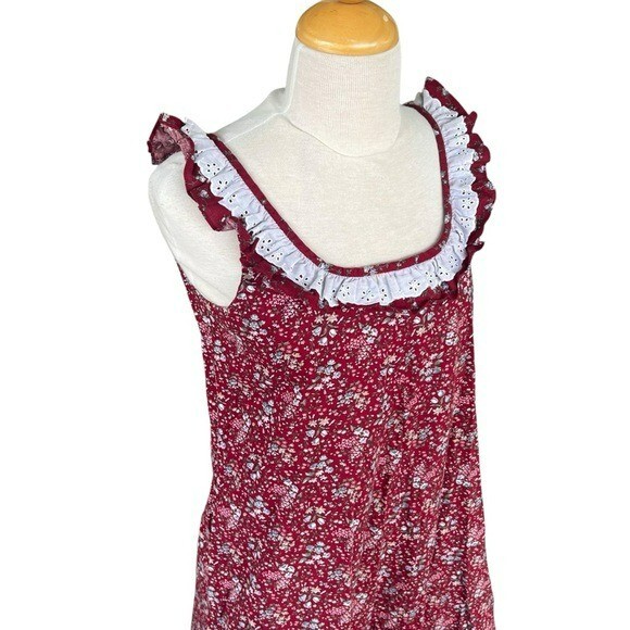VTG Hilda Hawaii Cottagecore Prairie Maxi Sundress Ruffle Lace Calico Floral Sm