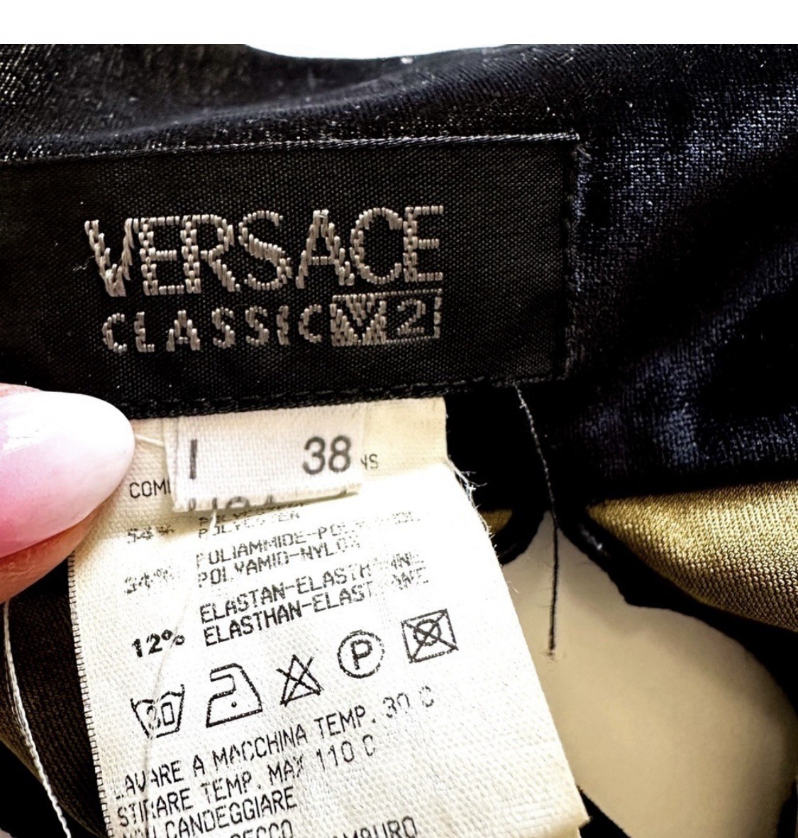 Versace Classic V2 Vintage Black Velvet Cocktail Dress with GoldUndertones 38