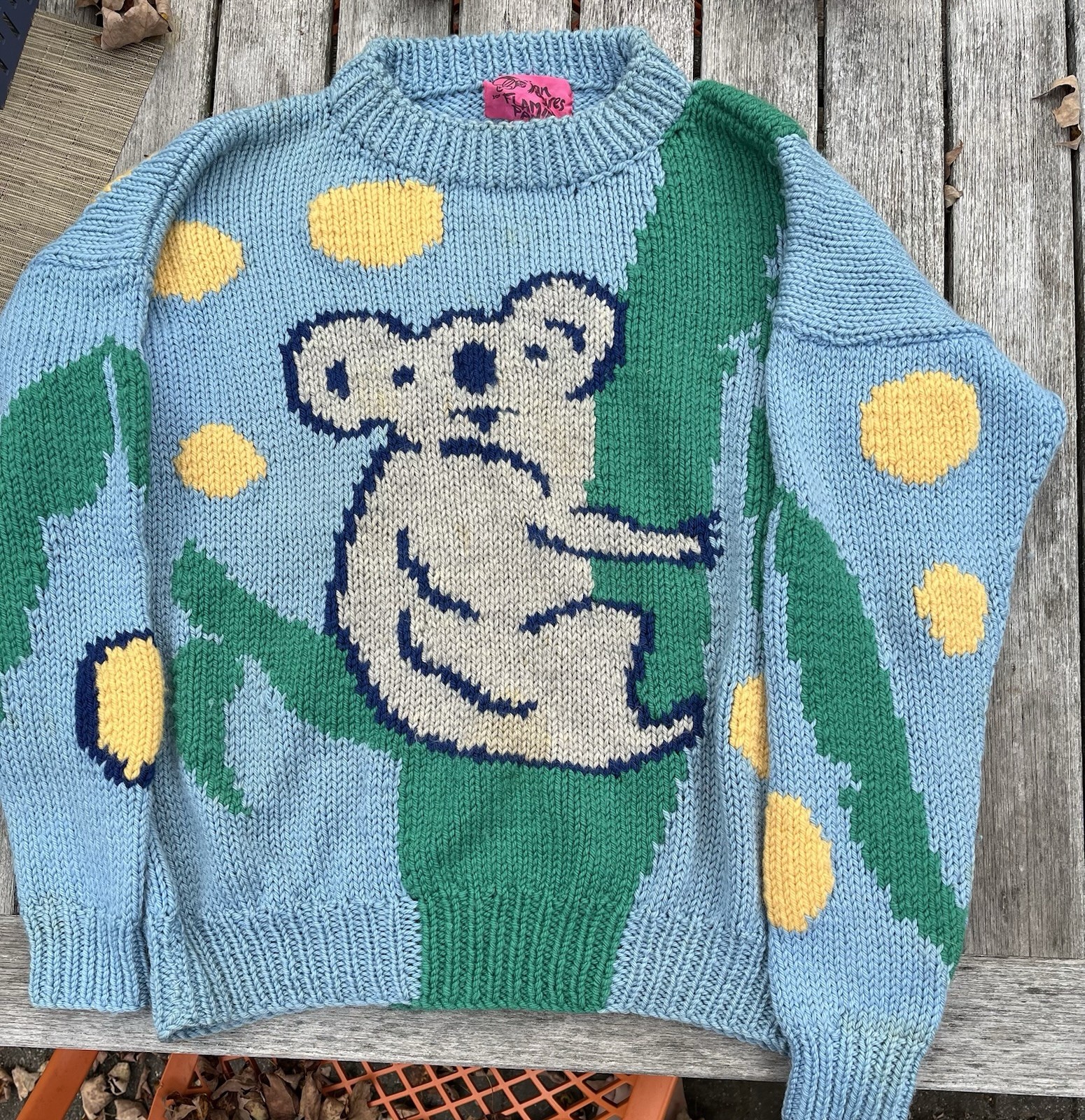 Early 1980s Jenny Kee Blinky Koala Jumper Flamingo Park Australia-Princess Diana