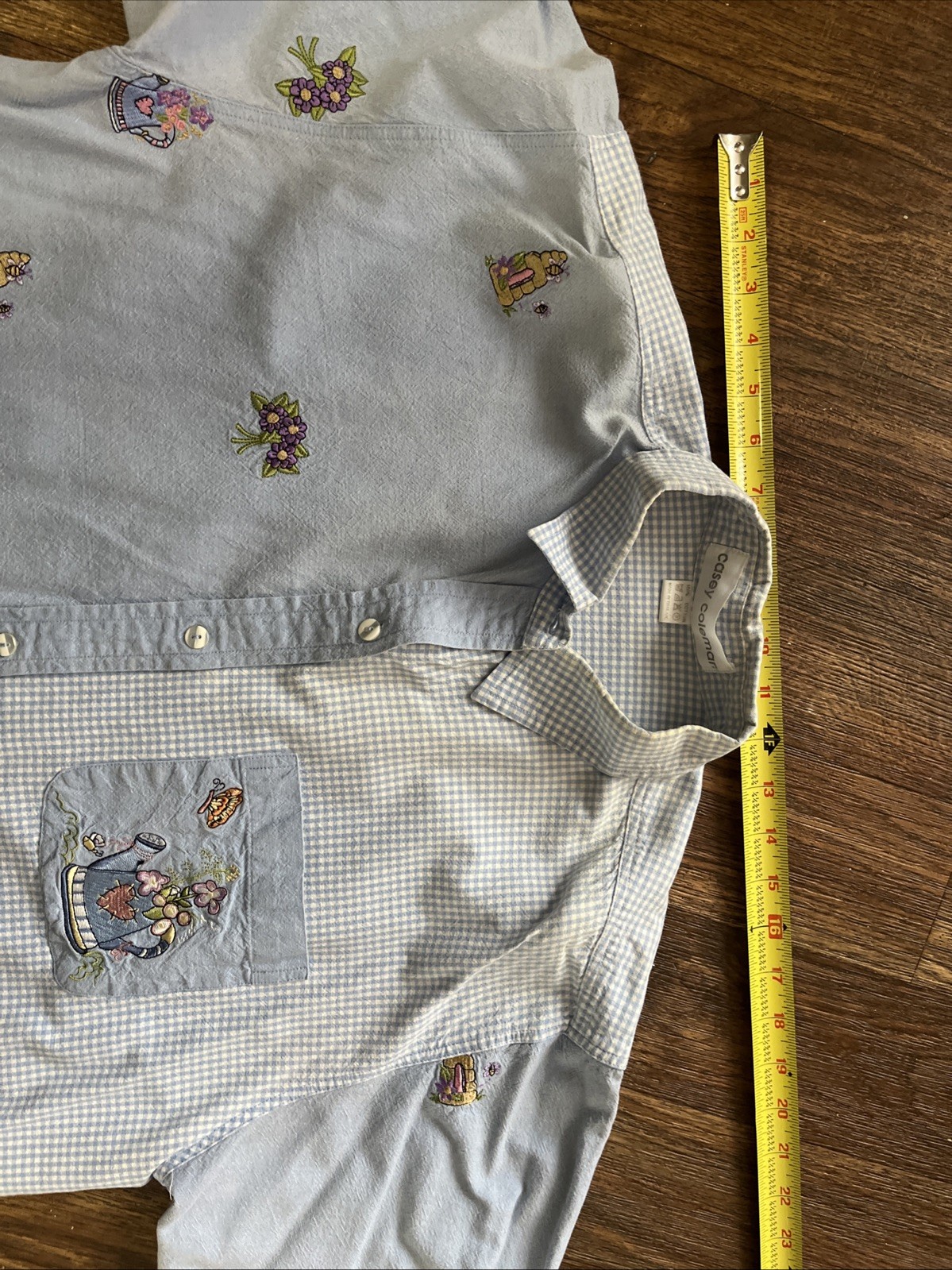 Vintage Casey Coleman Embroidered Shirt Womens XL 90s Cottagecore Button Down