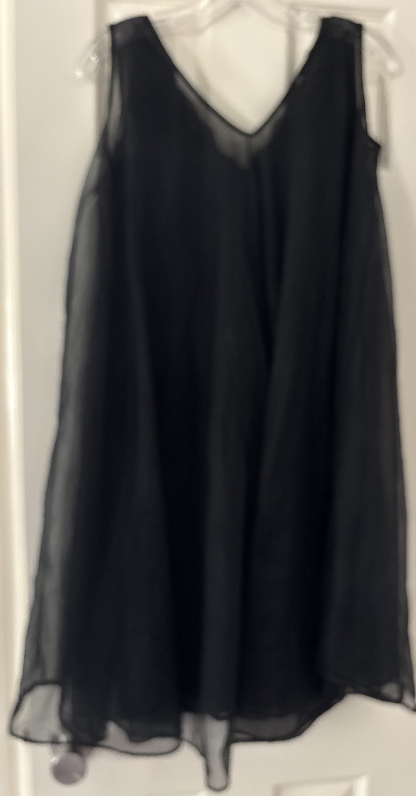 Vintage 60s 70s Black Chiffon Peignor Babydoll Nightgown Size Small Sheer Lace