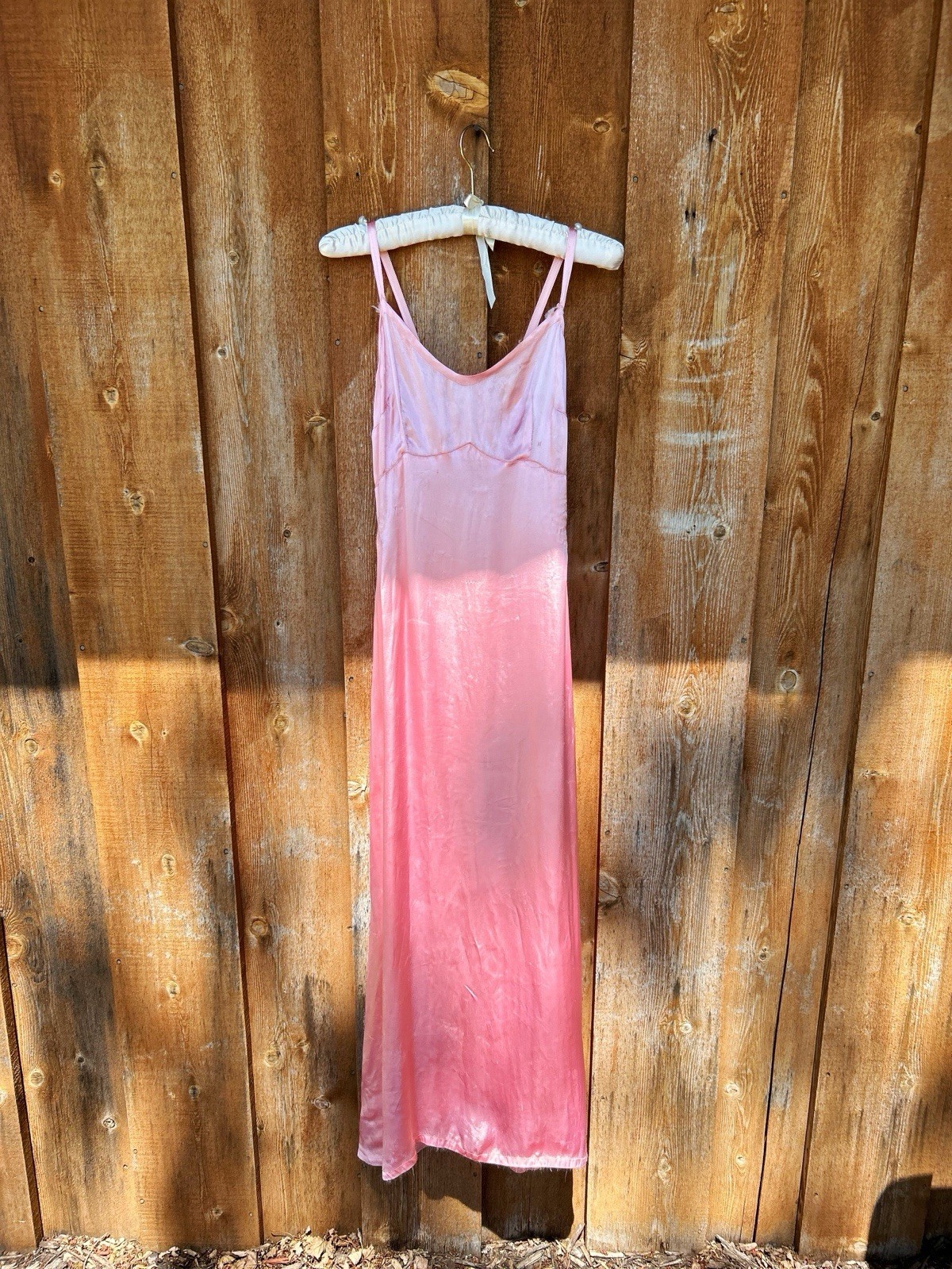 Vintage 1940s Bias Cut Nightgown Pink Satin (Silk/Rayon?) – Please Read