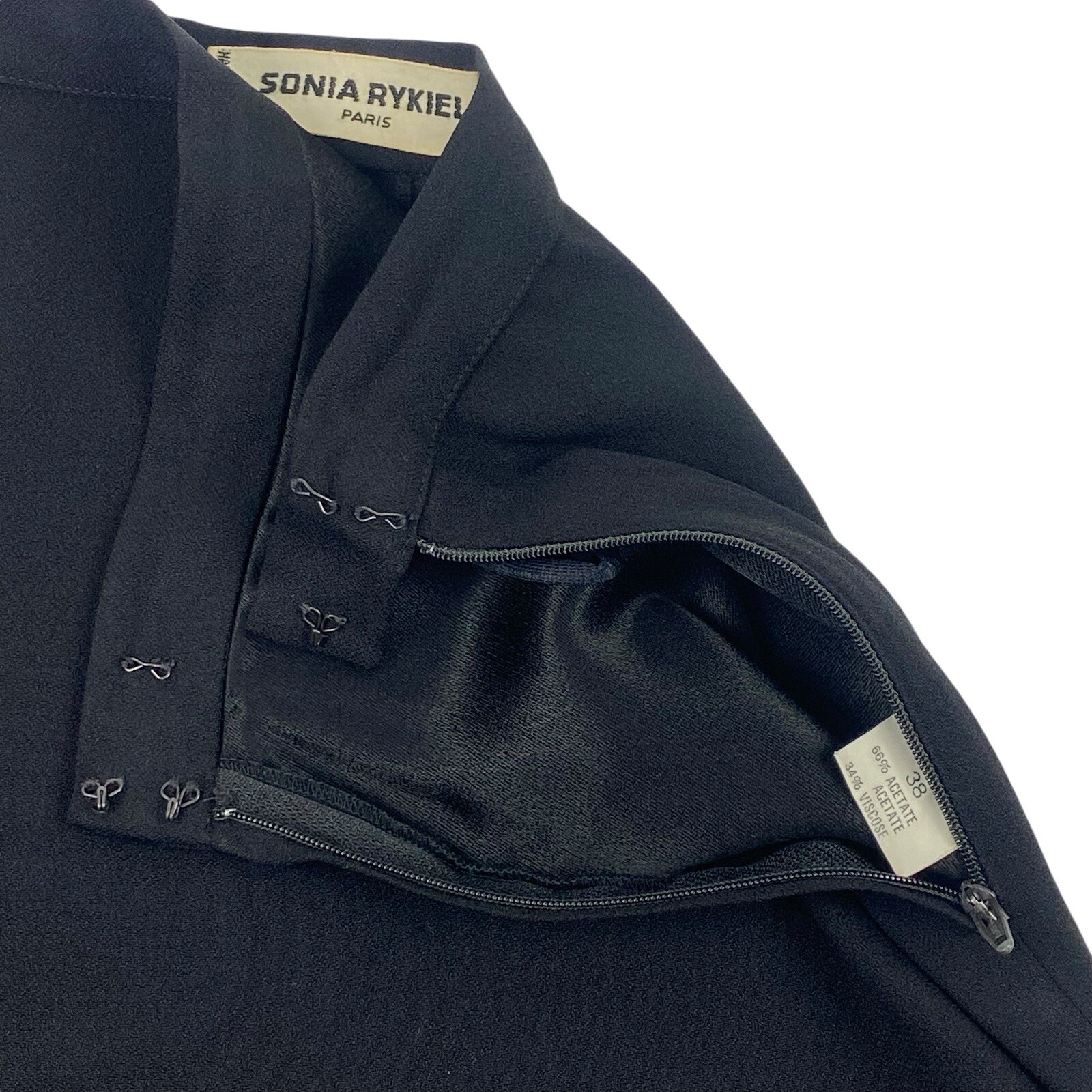 Vintage SONIA RYKIEL Classic Black Crepe Pencil Skirt Sz. 38 Made in France
