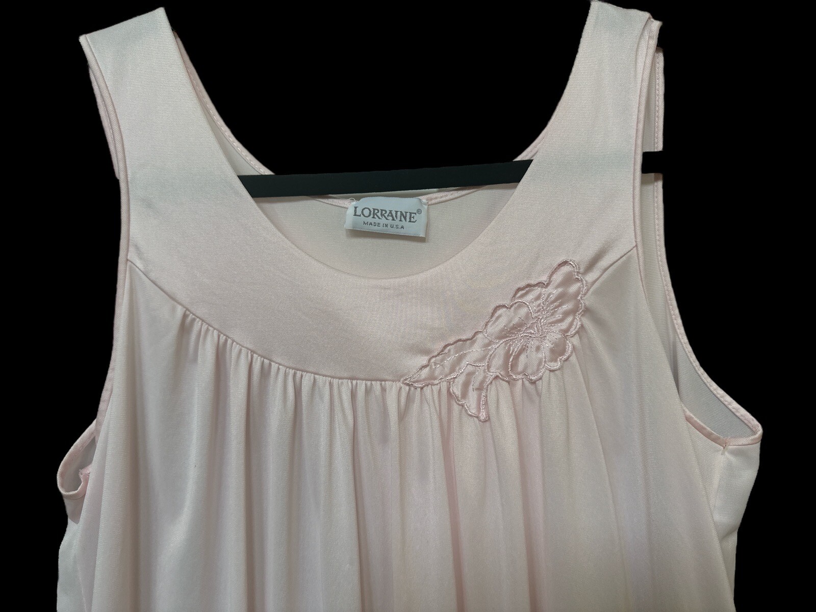 Vintage Lorraine Elegant Night Gown M Pink 100% Antron Nylon USA