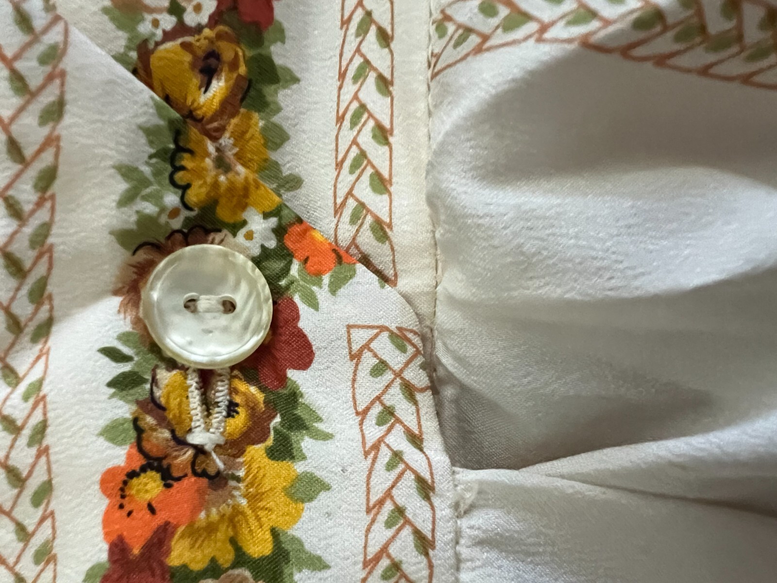 60s Vintage Womens M Skirt Set Sz S Blouse Ivory Floral Fall A Line Skirt