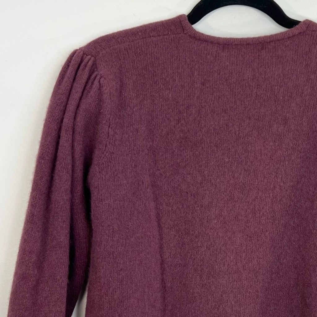Vintage 90s wool Angora soft fuzzy plum wine puff sleeve cardigan sweater M