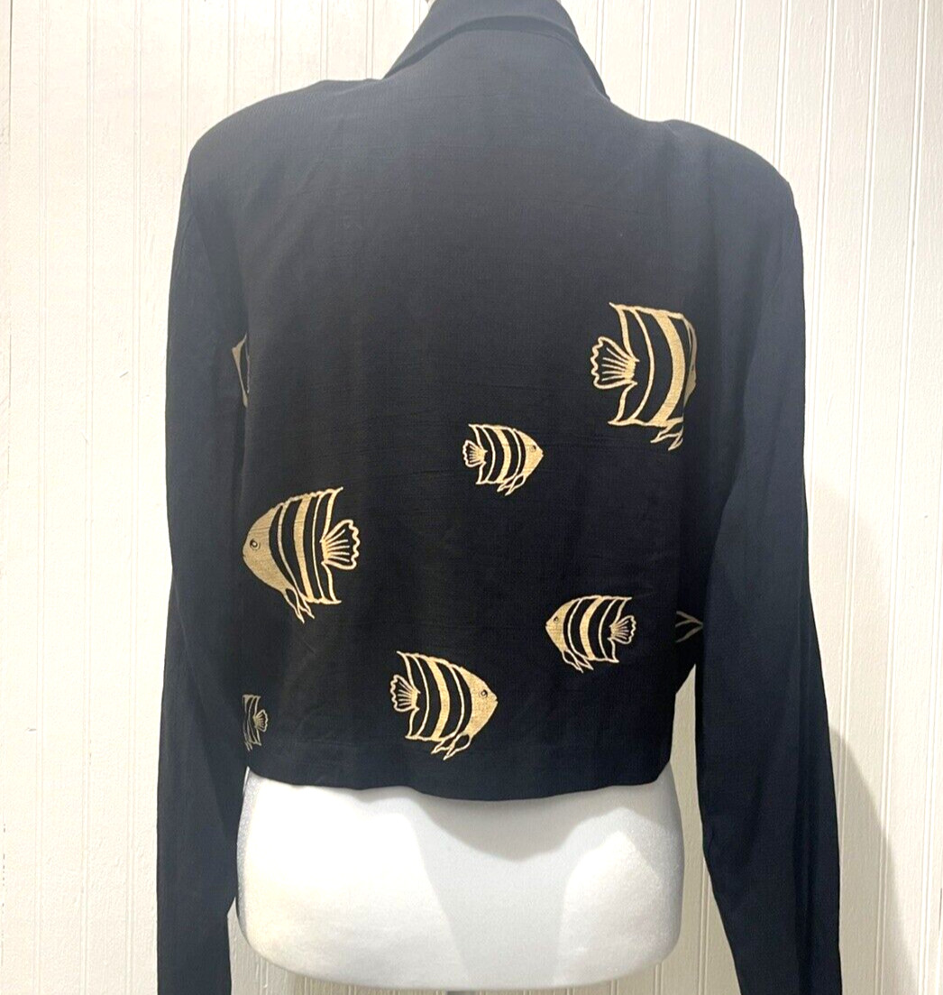 Vintage Giorgio Fiorlini Ladies Crop Jacket w/Tropical Fish ~Size 13/14~USA Made