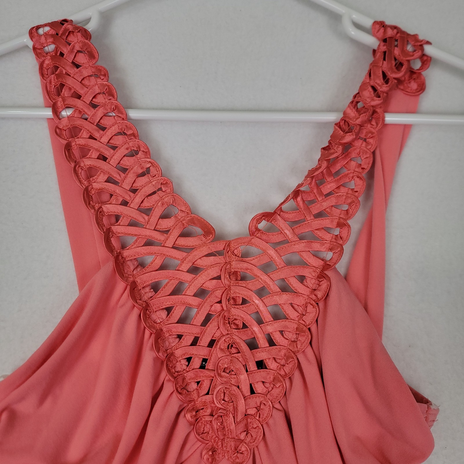 Peep Studio Vintage Coral Pink Crochet Back Tank Top Women’s Medium Y2K