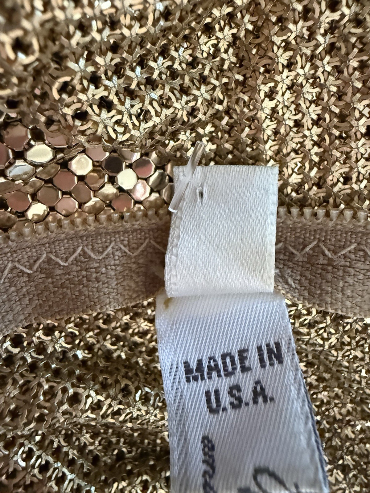 VTG Sexy Whiting & Davis Vintage Metal Mesh Gold Top Bag Liquid Chain Mail RARE