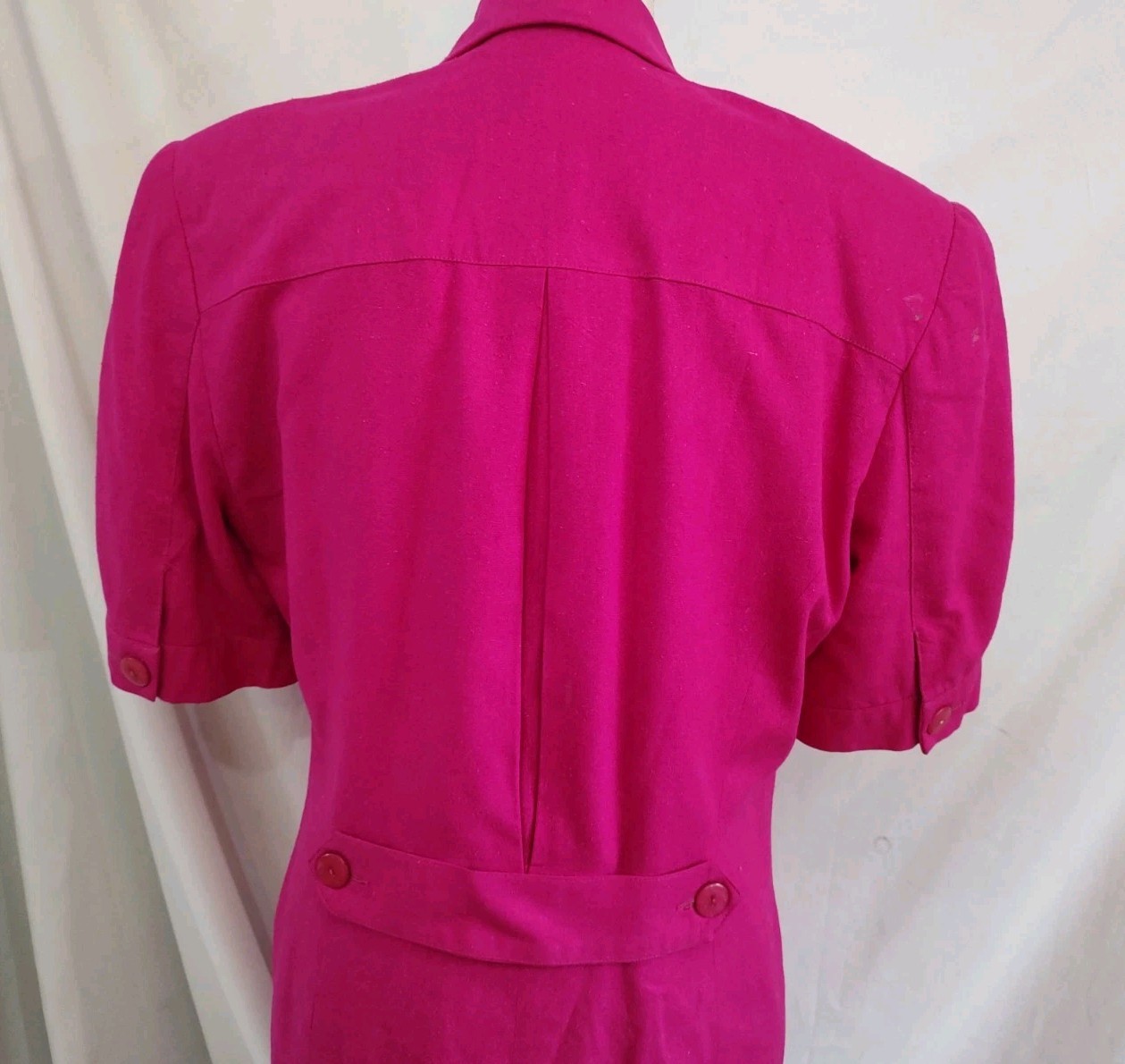 80’s Vintage 100% Silk Pants Suit SK & Company Hot Pink Short Sleeve Sz 10