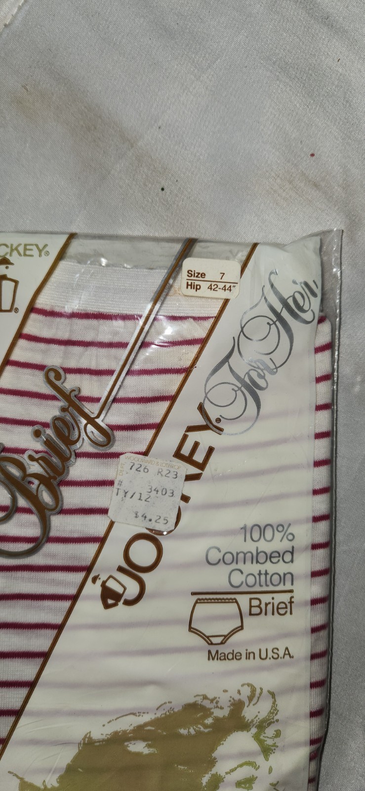 VTG New 1982 Jockey For Her Cotton Brief USA 100% Cotton Stripe Style 1500 SZ 7