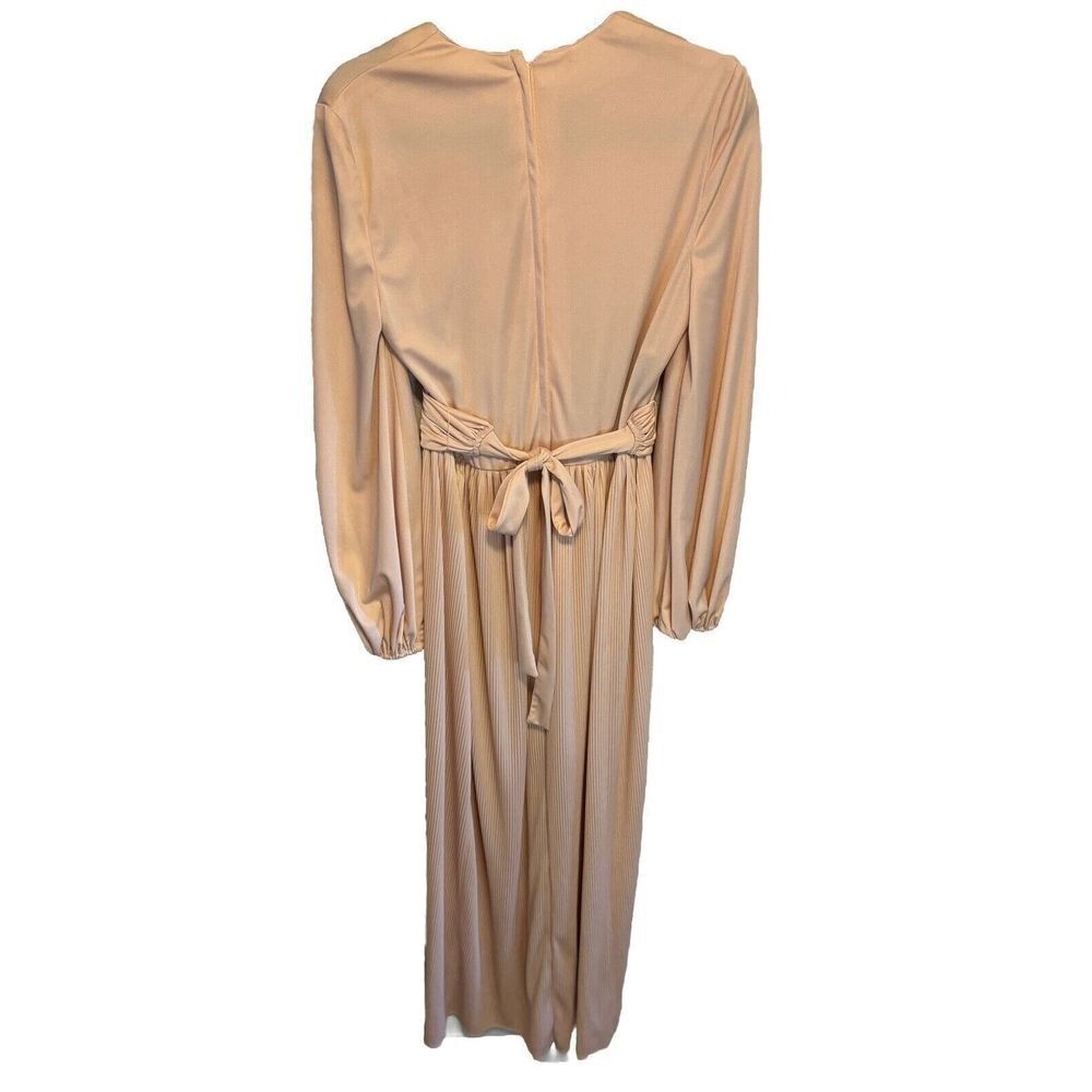 VTG Glam Lilli Diamond Powder Pink Empire Waist Maxi Dress Gown M Flowy Boho