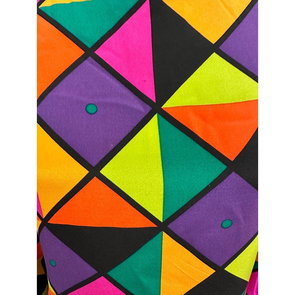 VTG 1980s Kathryn Dianos Silk Dress Geometric Print Shift YKK Japan Zip Sz 8 USA