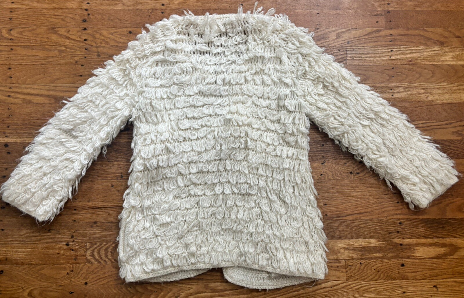 70s Rochelle California INSANE SHAGGY LOOPED Cardigan Sweater.medium