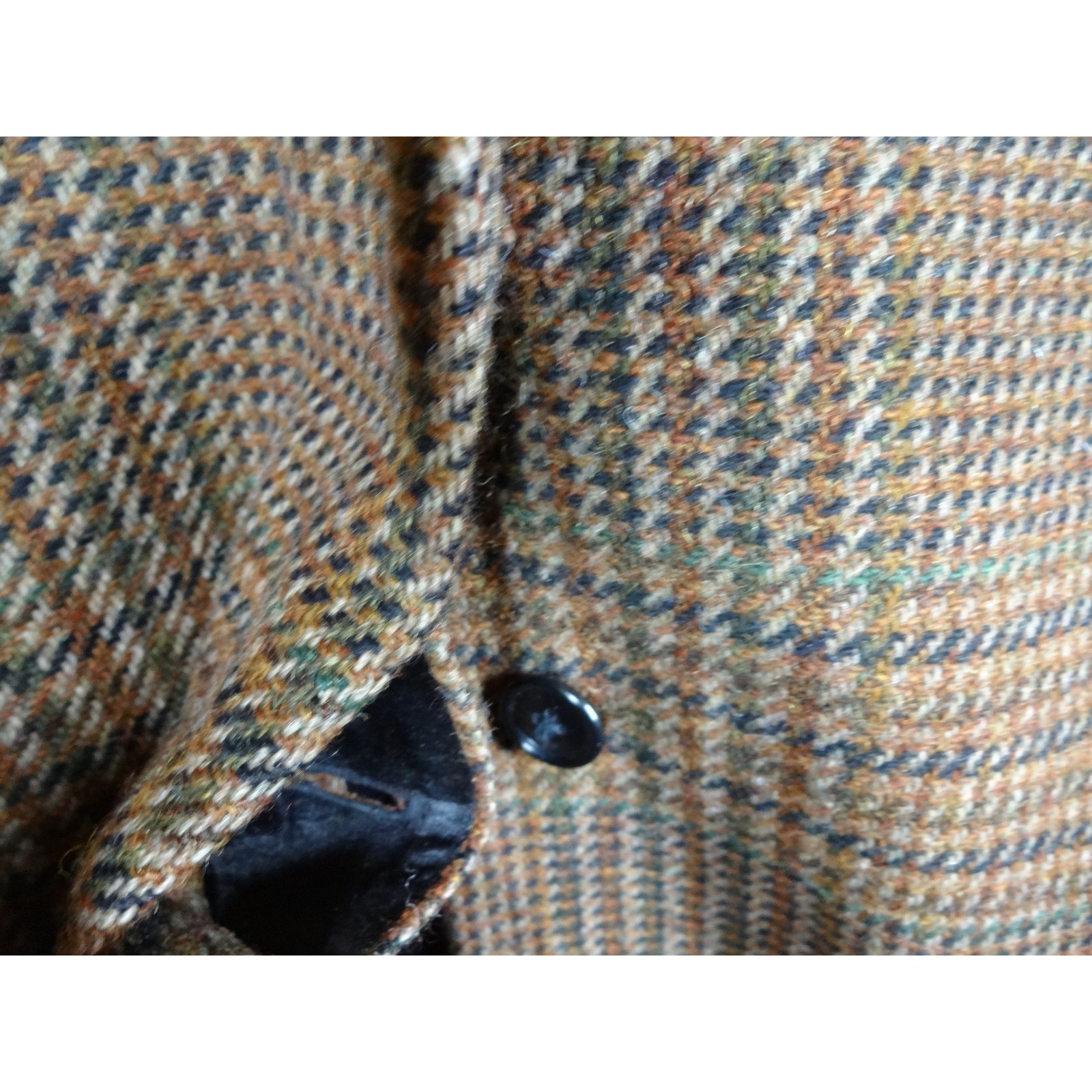 Vintage ILGWU Tweed Coat Women M Brown Fur Trim Belted 60s Retro Dark Academia