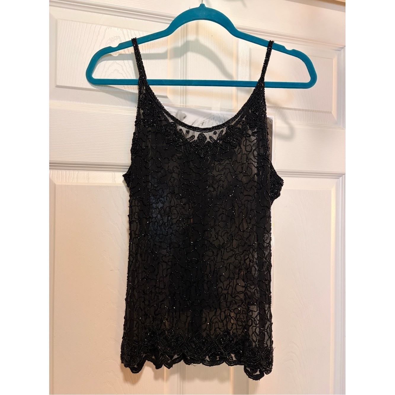 Vintage 90s Black Beaded Lace Camisole