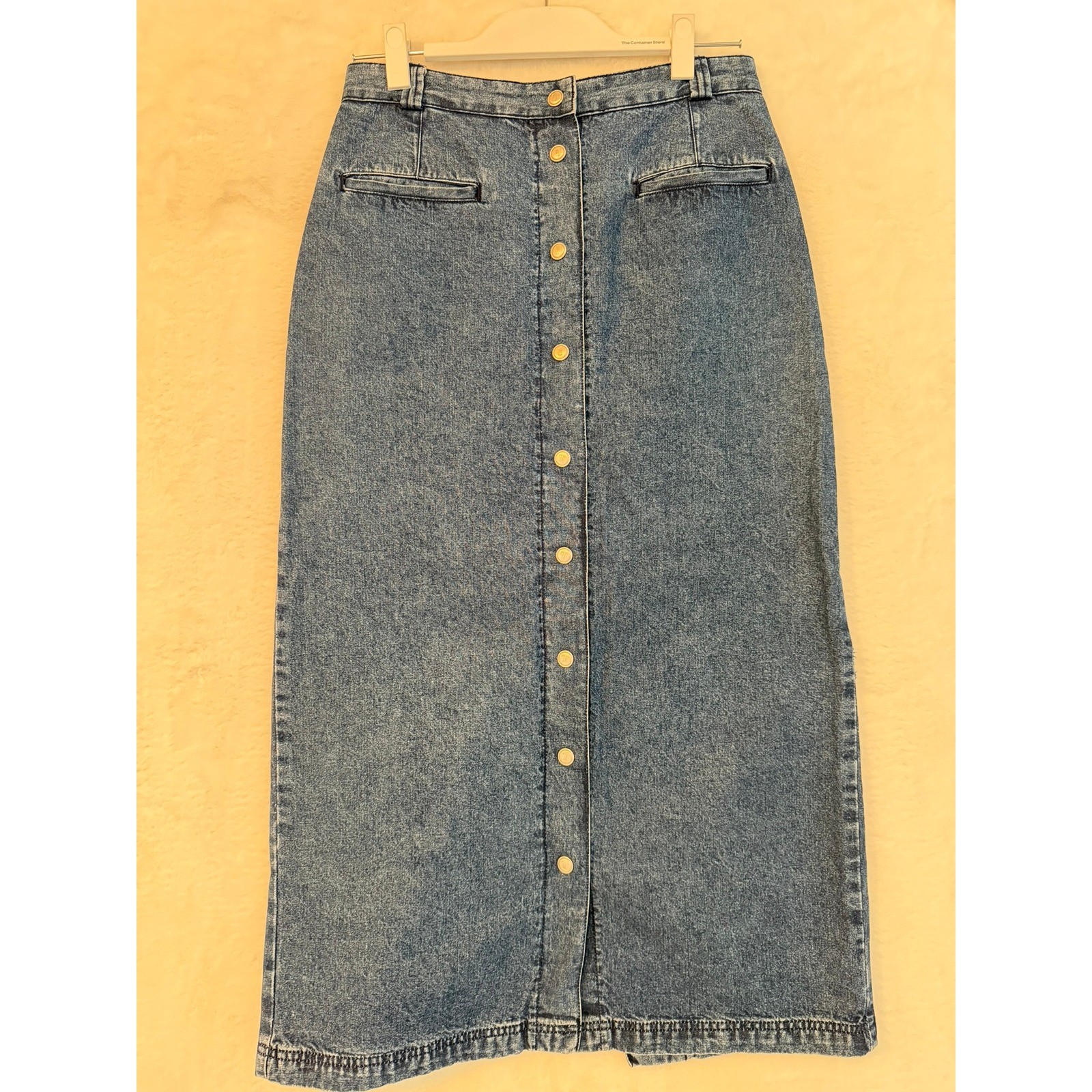 Vintage Tommy Jeans Denim Maxi Skirt Button Front Medium Wash Cotton Size 4