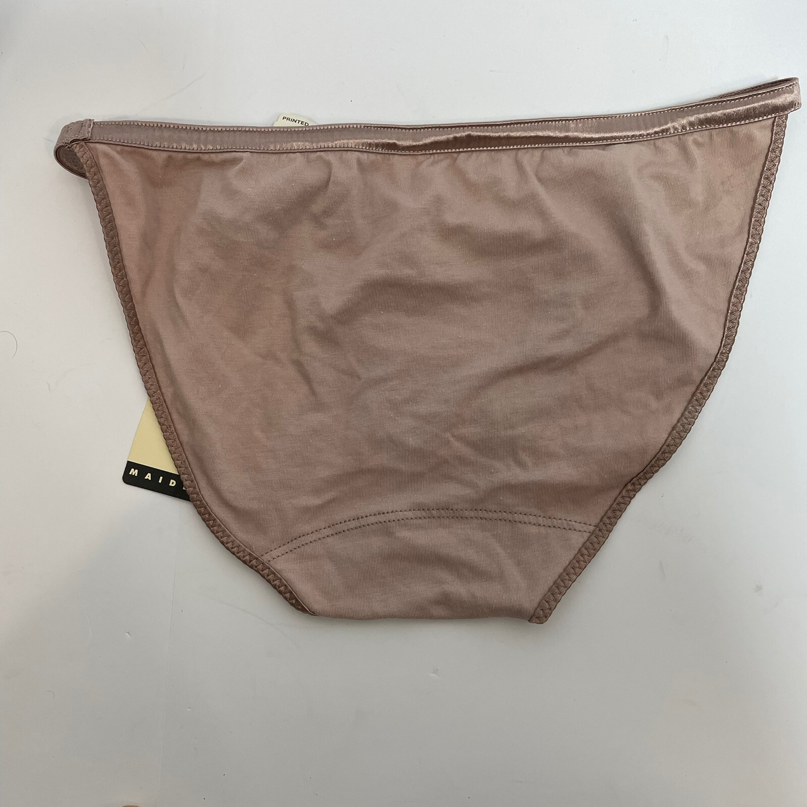 VTG MAIDENFORM STRING BIKINI SATIN ACCENTS TAUPE Skin Tone SZ 7 SATIN/COTTON New