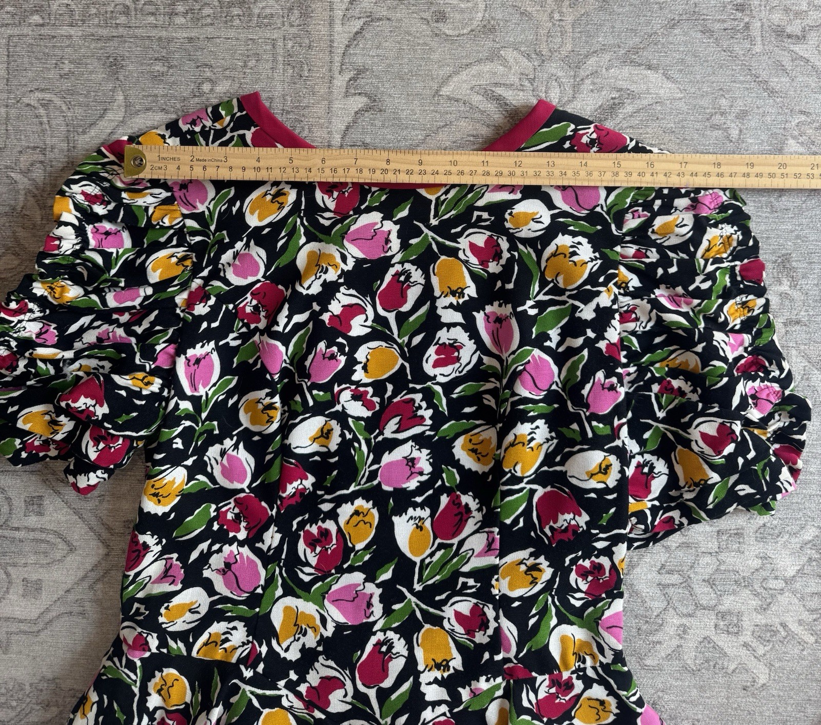 VTG Donna Morgan Non Stop 9/10 Multicolored Peplum Floral Bodice Combo Dress Y2K