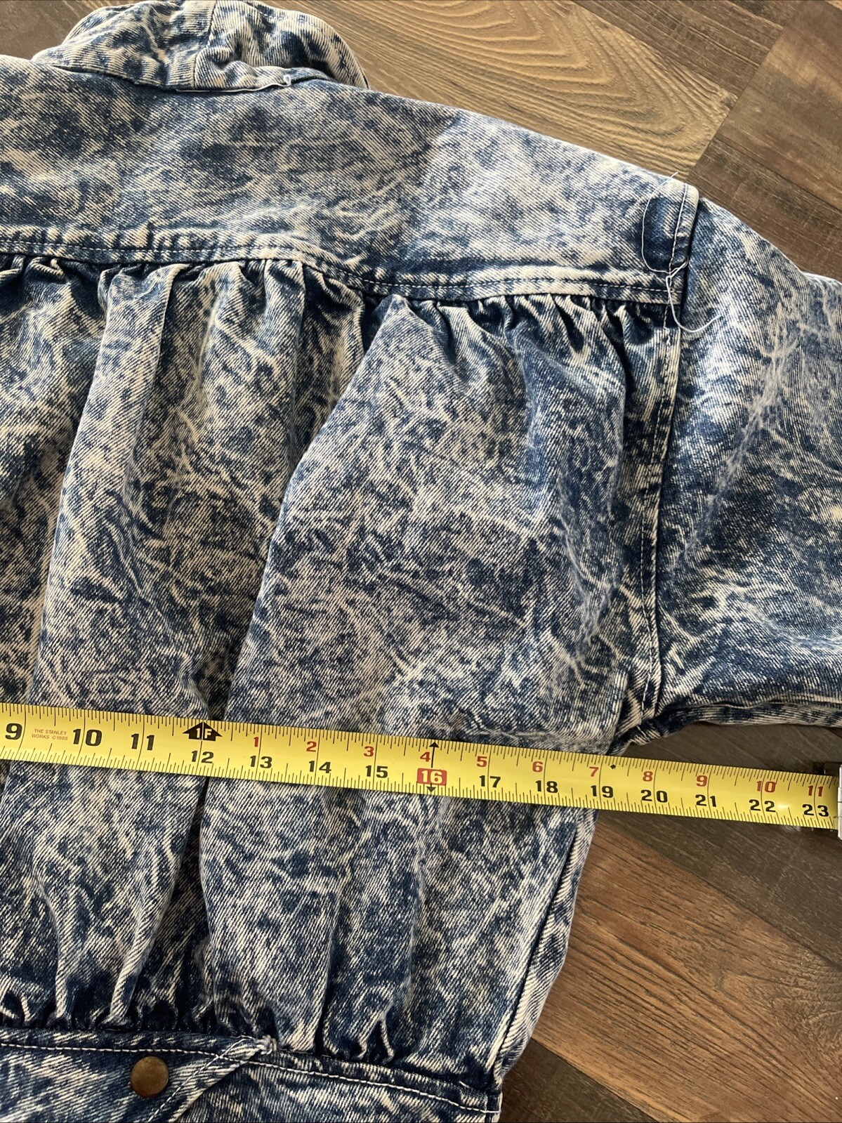 Paris Blues Acid Wash Denim Bomber Jacket with Peplum Size L Vintage 90s