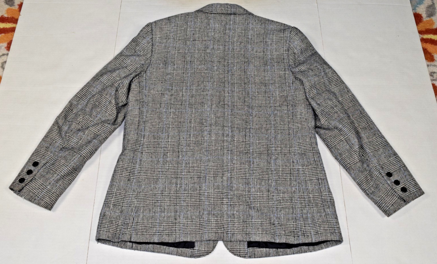 Vintage Blazer TR Bentley Size M 80s Black Glen Plaid Blue Detail Made Poland