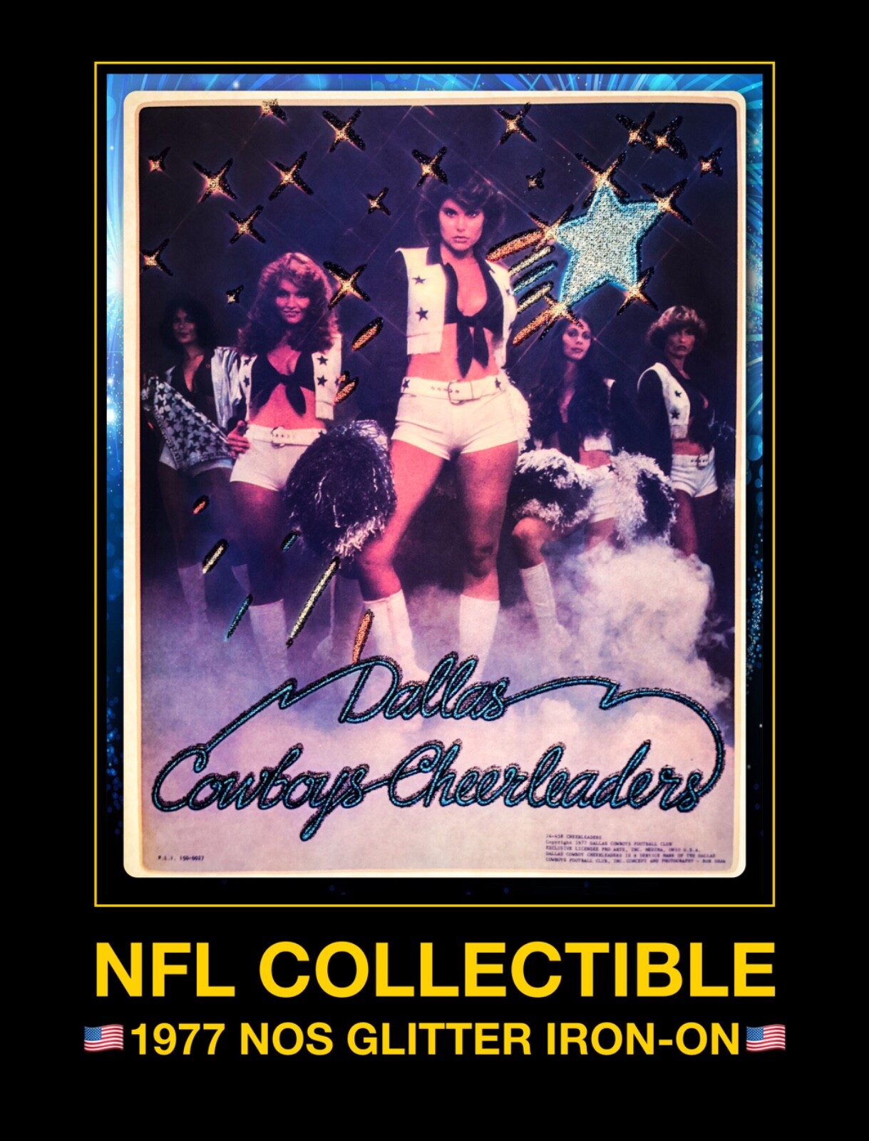 VTG 70s Dallas Cowboys Cheerleader NFL kiss farrah fawcett mego T-Shirt Iron-On