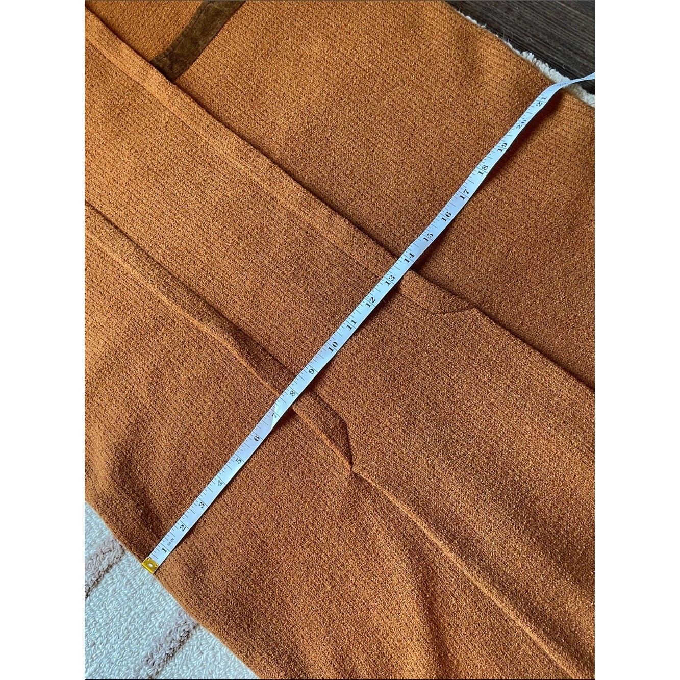 Vintage SPAZIO Italy Wool Knit Dress Orange Funnel Neck Velvet Trim Midi Maxi L