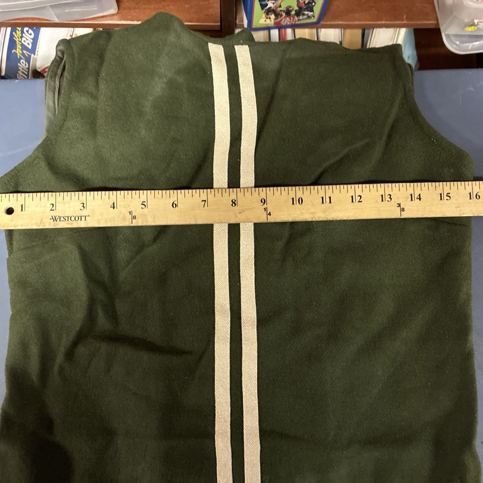 Vintage 1970s Olive Green Women’s Sleeveless Mini Dress with Cream Trim NO SIZE