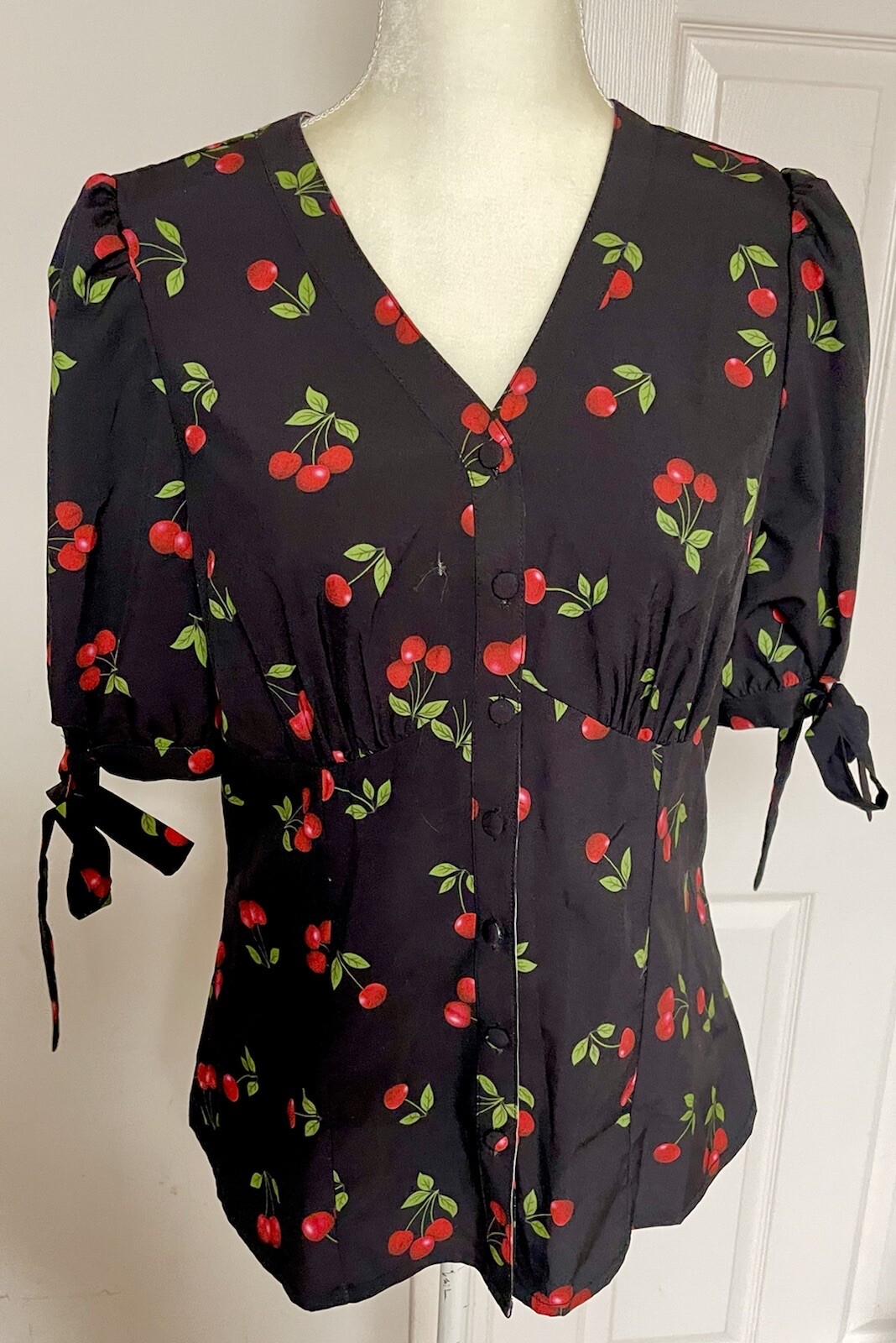 Belle Poque Pin-Up “Cherries” Blouse Size M 1950s Vintage Rock A Billy Style NWT
