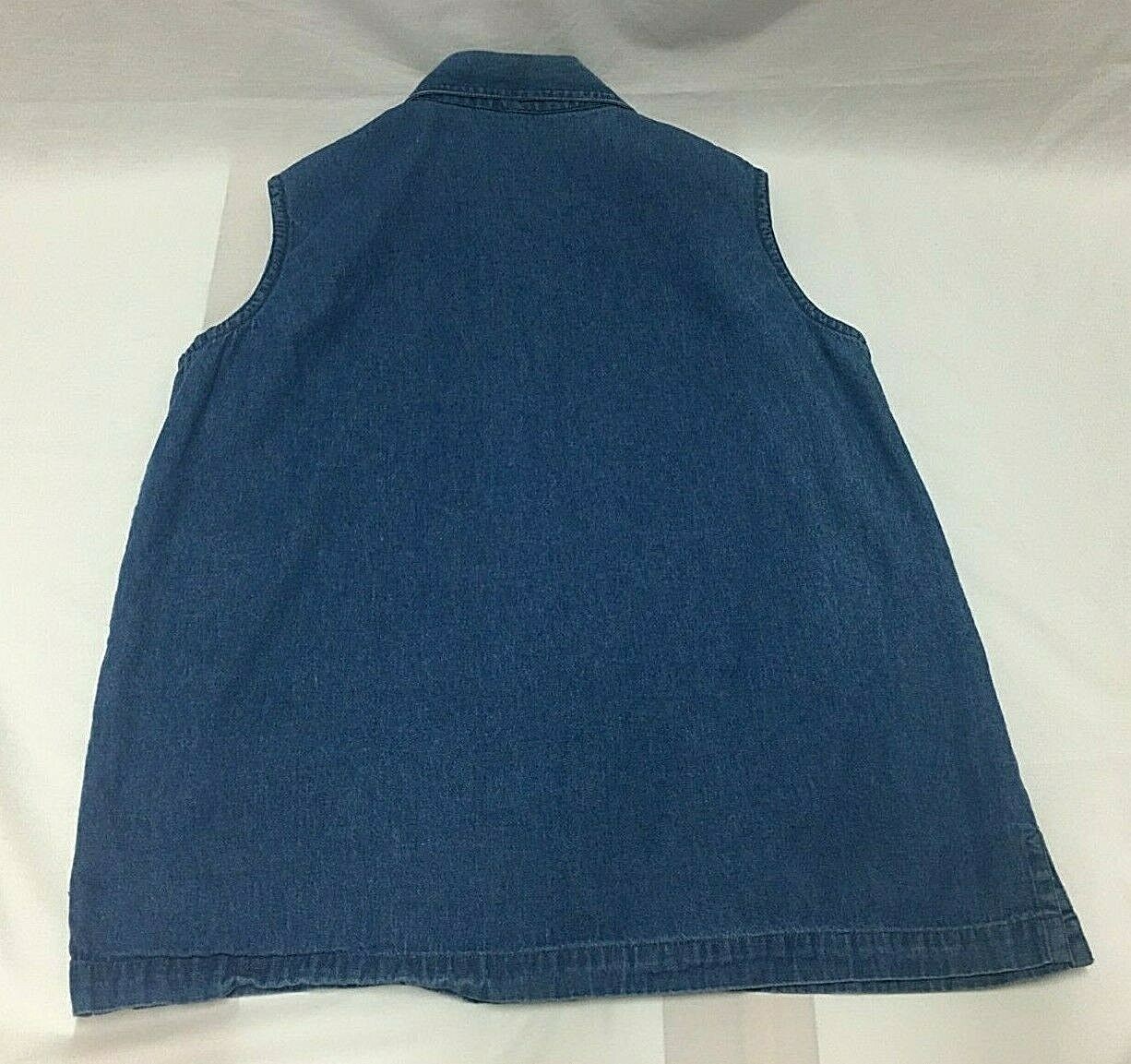 WOMEN’S DENIM PATRIOTIC BLOUSE SLEEVELESS FOLK USA FLAG 90S GIALLO NAPOLI SZ L