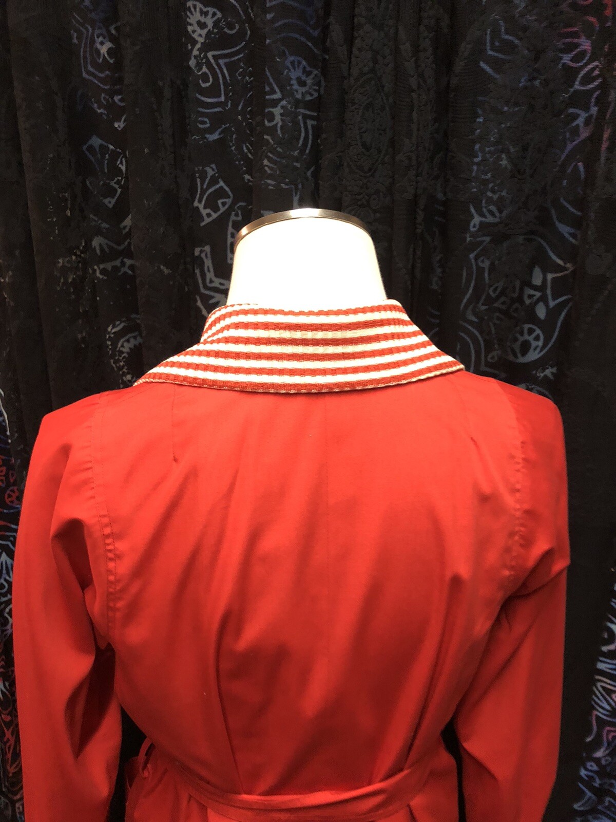 The Clothes Horse vintage Shirt Dress Jacket Size 12 Red Candy Stripe Duster
