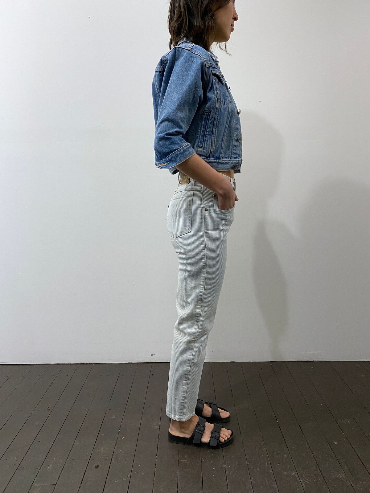 80s Levis Hickory Stripe Jeans: Vintage High Waist Tapered Denim