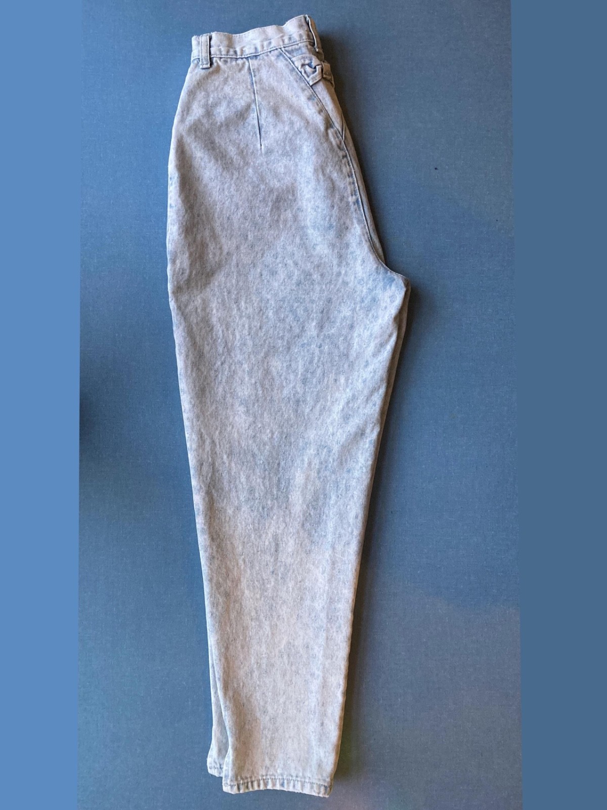 Vintage 80s Light Wash Polka Dot Tapered Jeans, XS, Waist 28″