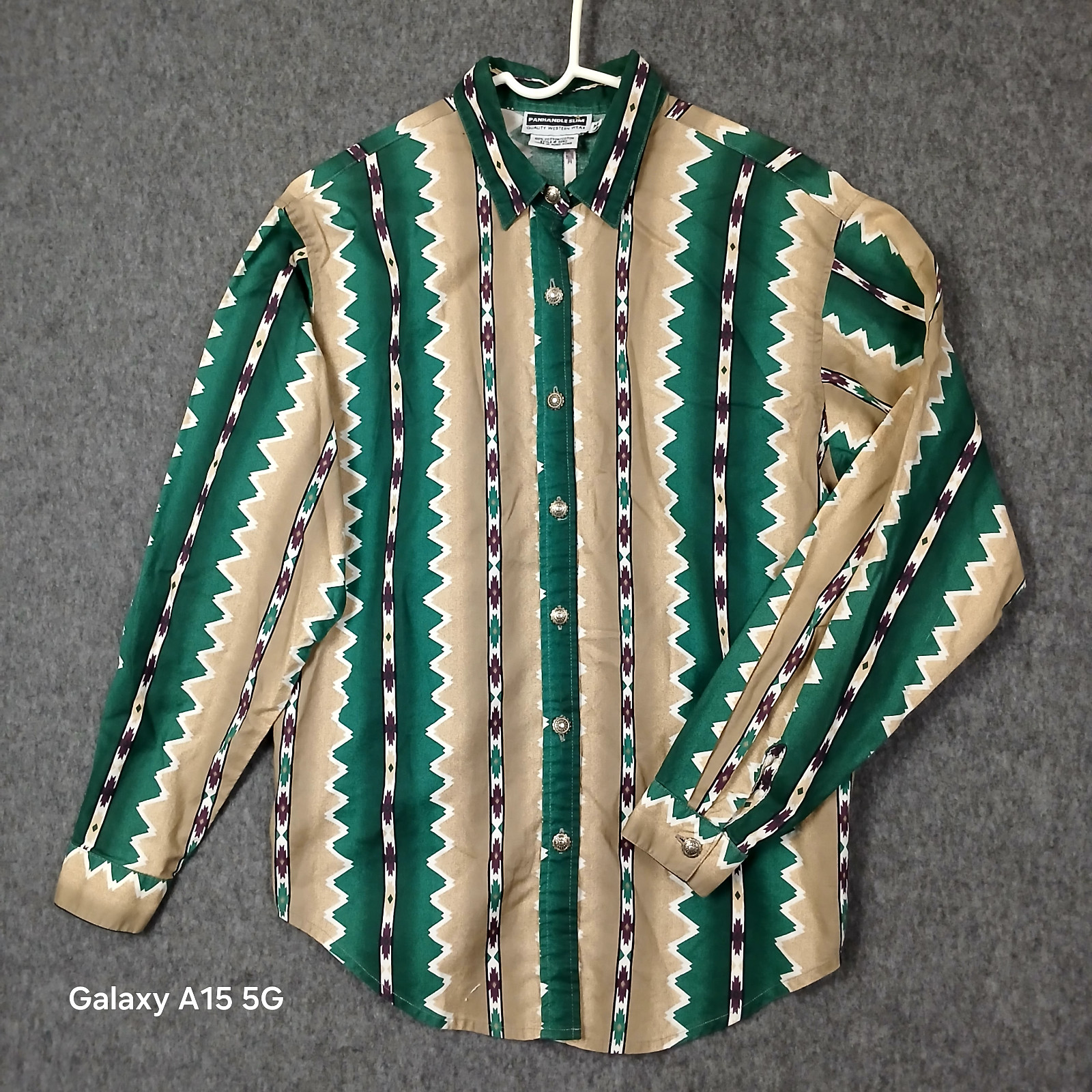 VTG Panhandle Slim Womens M Shirt Southwest Aztec Western Metal Buttons L/SLV