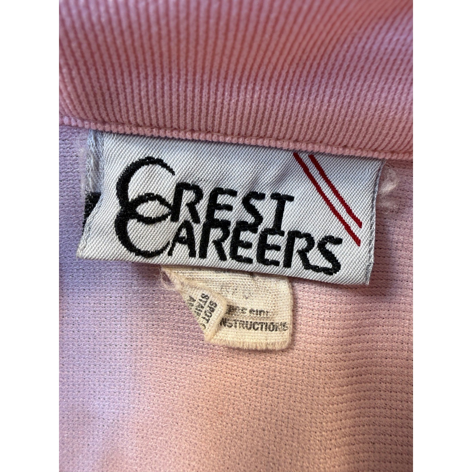 Crest Careers Vintage Pink Short Sleeve Button Up Tunic Blouse Top Uniform