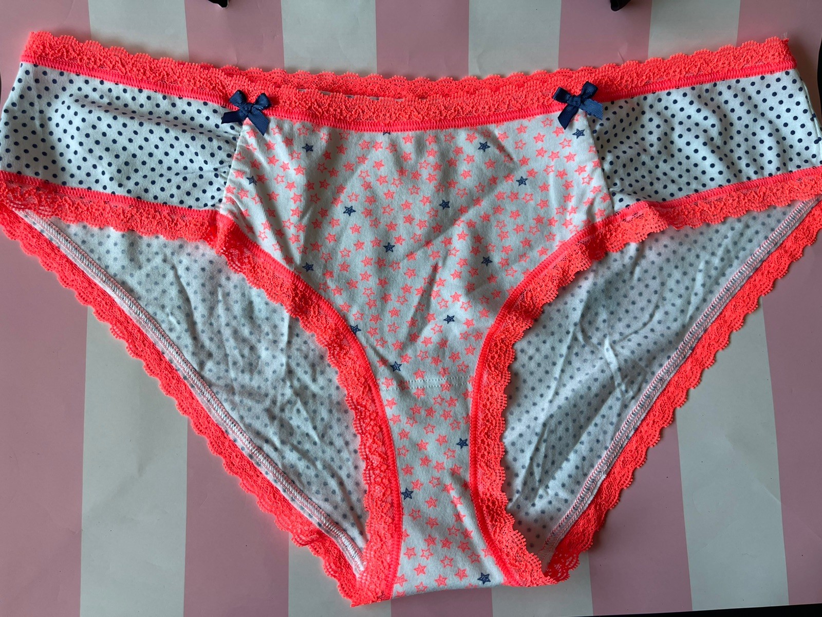 NWT 2014 Victoria’s Secret LOW-RISE HIPHUGGER, NEON TRIM – LARGE