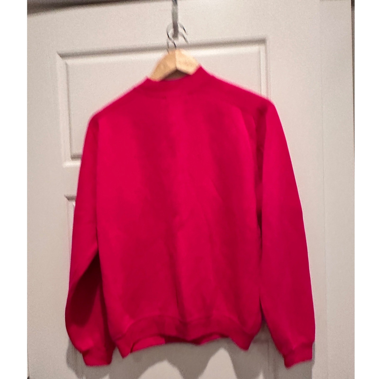 Vintage 80s Creslan Hot Pink Button Embellished Sweatshirt Large Cottage Funky