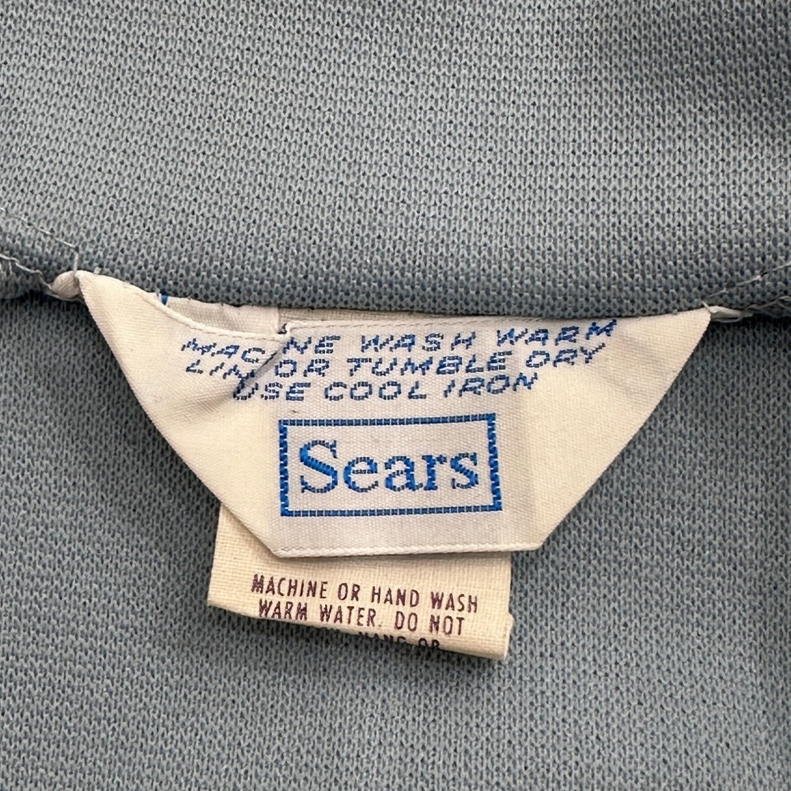 VTG Sears Blue Open Weave Cardigan Jacket M L 14 Grannycore 70s Mod Church