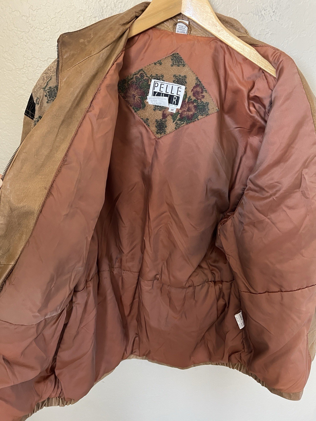 Pelle cuir Vintage Leather Patchwork Zip Jacket M