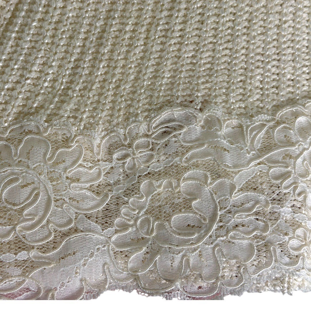 Vintage 80s Christina Silk / Rayon Knit Sweater With Lace Trim Silk Size Large