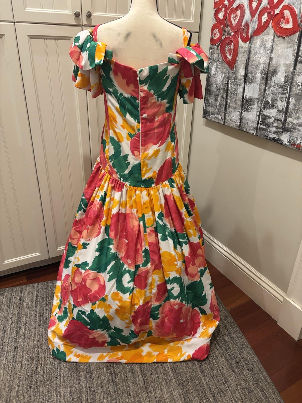 Arnold Scaasi 1980s Floral Silk Evening Gown Size 8. SHOWSTOPPER