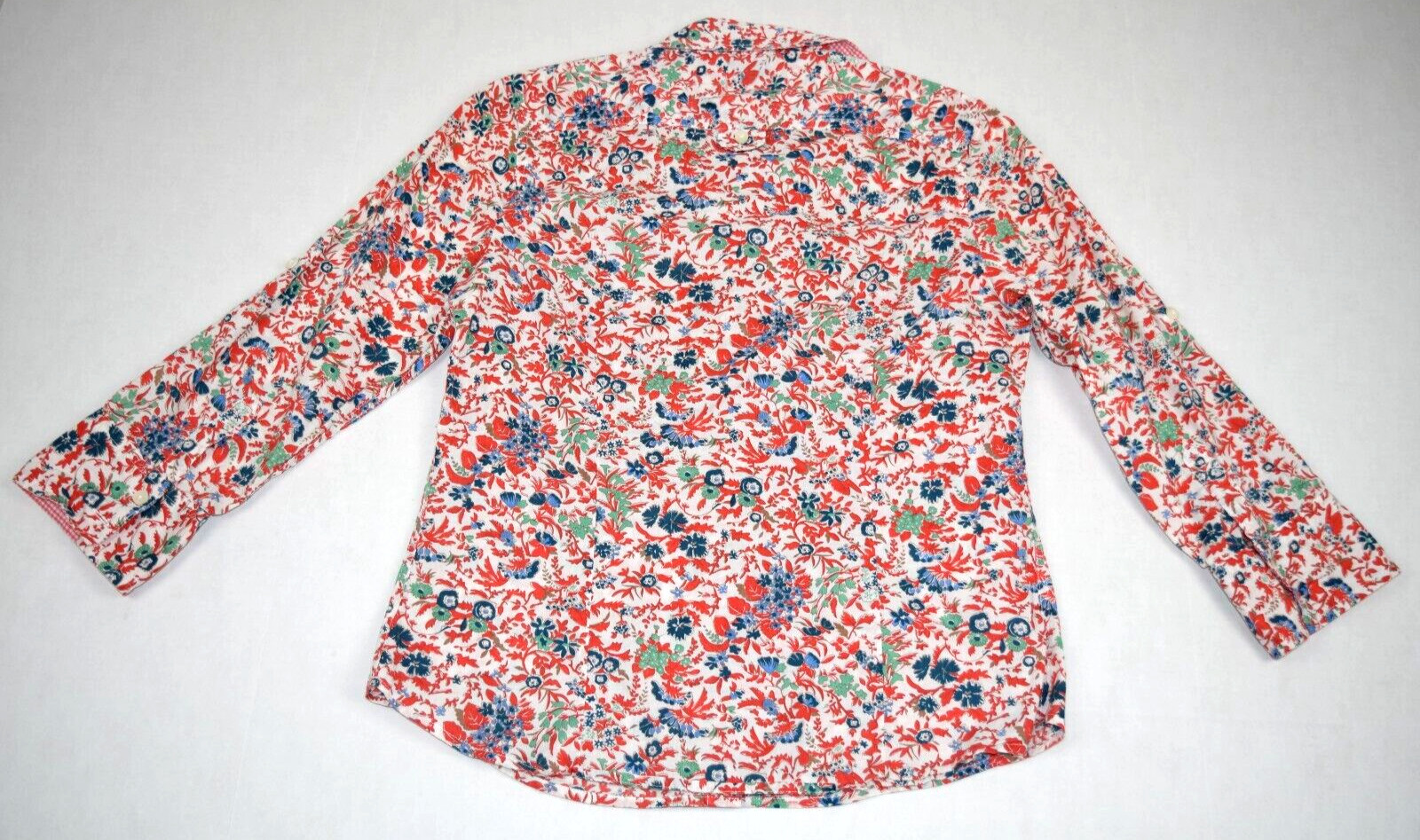 Vintage Womens Shirt Dockers Size S/M 90s Shimmery Red Blue Bronze Green Floral