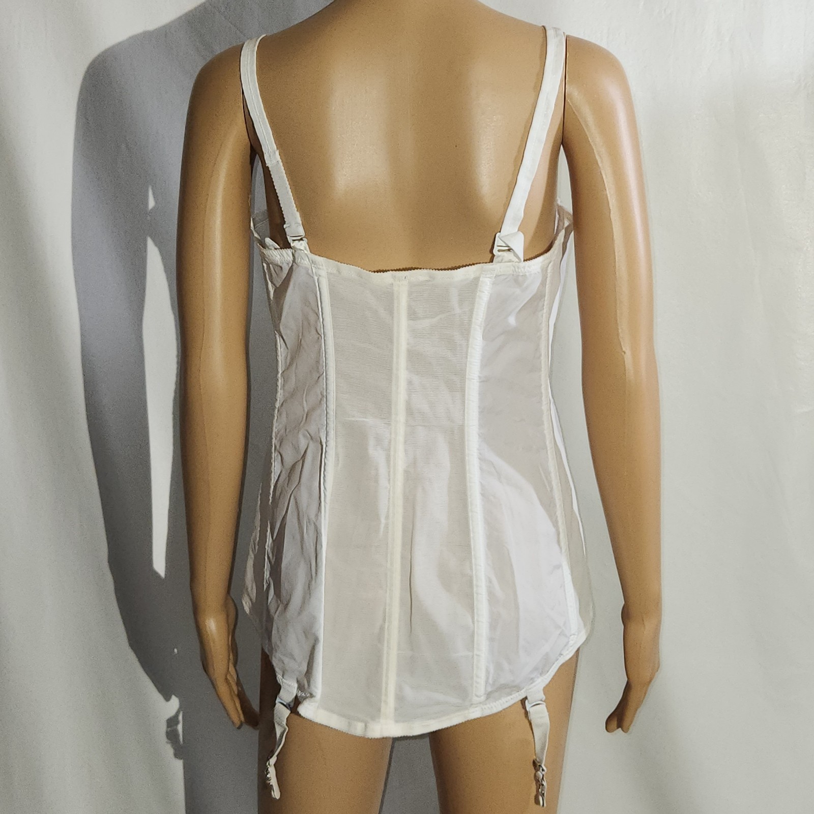 Vintage JC Penny 1960s Size 38 C Metal Clasp White Bustier with Adjustable Strap