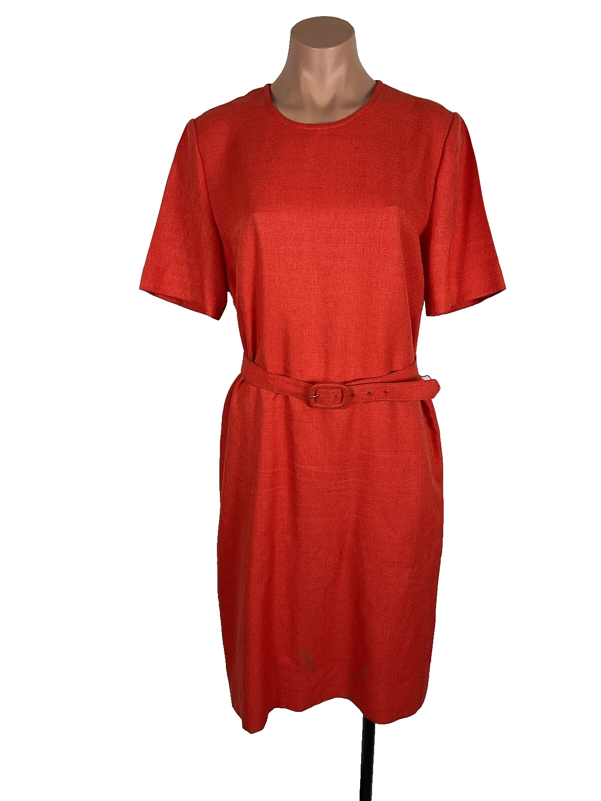 Henry Lee Dress Suit Sz 8 Petite, Coral Orange, made in USA, vintage 90’s Belted