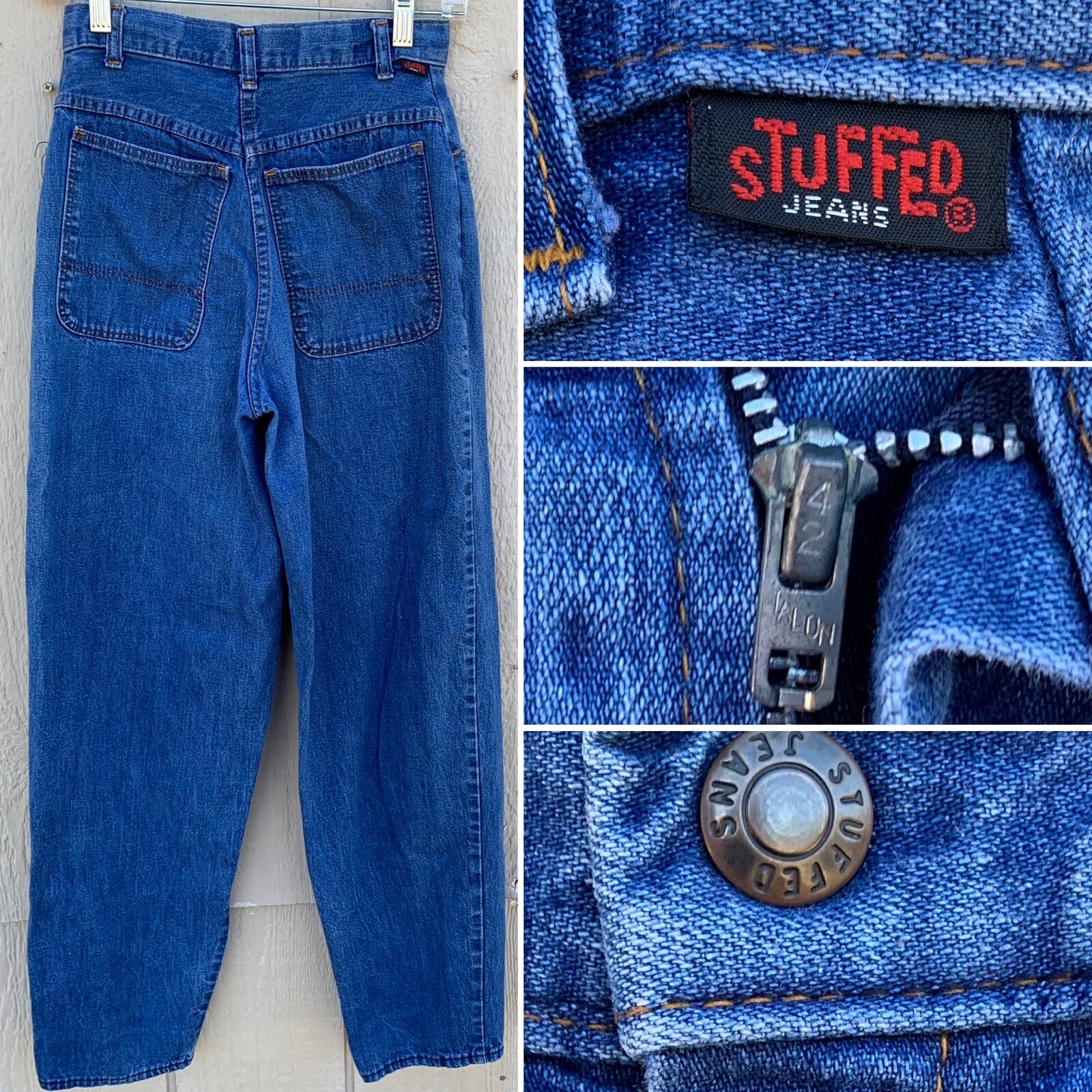 Vintage Stuffed Jeans High Waist Talon 42 Zipper 9 25 1/2” Waist