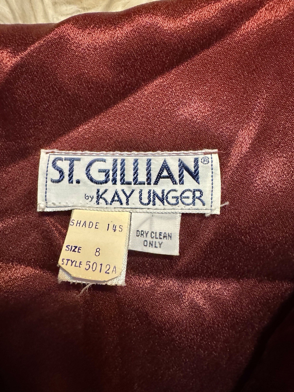 Vtg St Gillian Kay Unger Burgandy Red Velvet Cowl Draped Dress Grecian Goddess