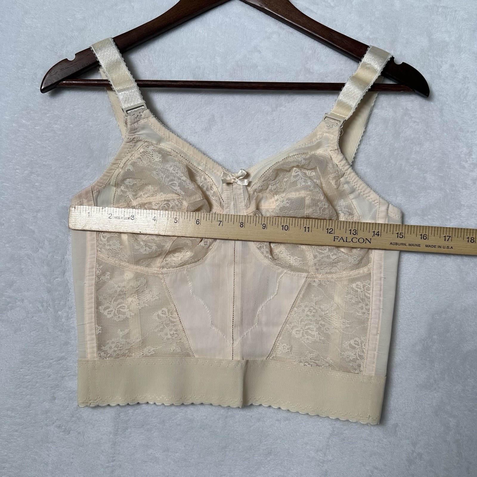 Vintage Bali 3300 Longline Bra 36D Lace Bustier Retro Pin-Up 1985