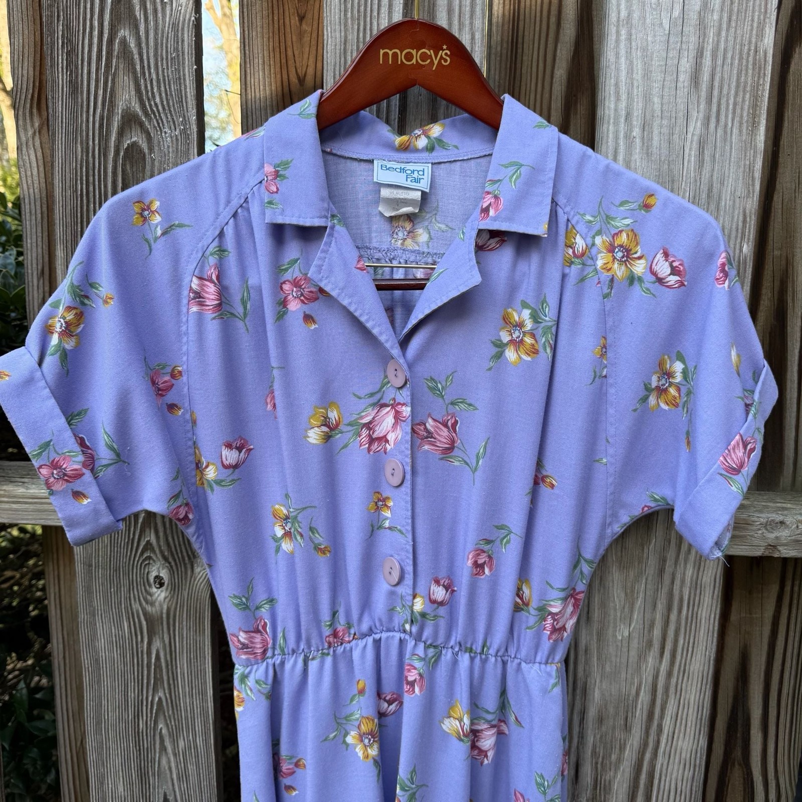 VTG 90s Bedford Fair Purple Floral Modest Spring Midi Cottagecore Twee Dress 6